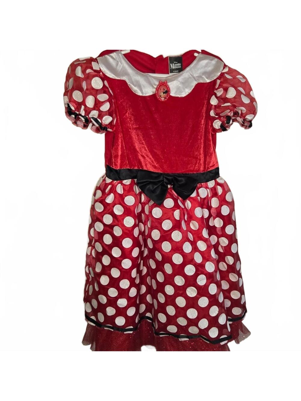 Disney Minnie Mouse Red and White Polka Dot Girls Dress Size M (8-10)